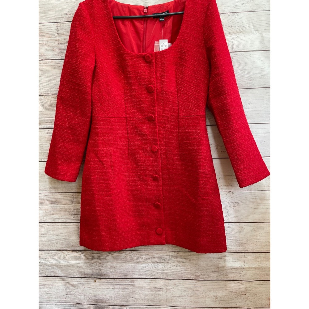 NEW WITH TAGS J CREW SOPHIA MINI DRESS IN MARITIME TWEED FESTIVAL RED - Picture 5 of 12